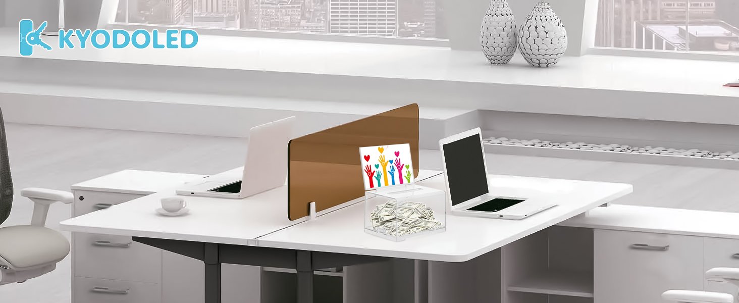 oem kyodoled clear donation box for fundraising, suggestion box with lock and key, raffle box for tickets with sign holder, tip jar for event and organization, 6.1