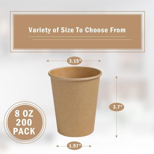 wholesale 8 oz kraft paper cups - brown disposable unbleached cups ideal for hot/cold beverages - factory direct