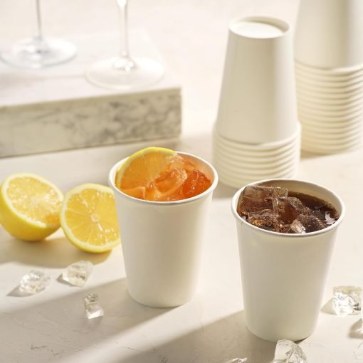 wholesale 12 oz white disposable paper cups - ideal for coffee, hot beverages, chocolate, and juice - perfect for cafes, bistros, parties, and events - factory direct