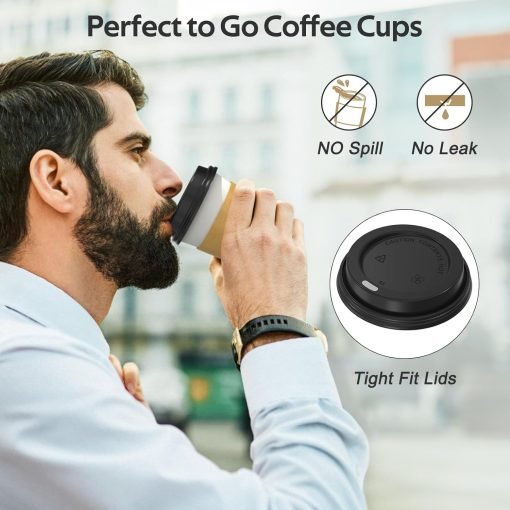 wholesale 12 oz disposable coffee cups with lids and sleeves - sturdy, thick paper & leak-free insulation for hot & cold beverages