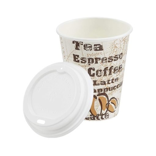 wholesale 12 oz disposable paper hot cups with lids - cafe design