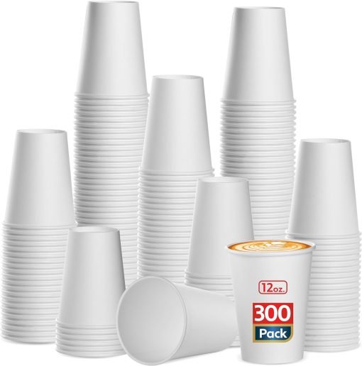 wholesale 12 oz white disposable paper cups - ideal for coffee, hot beverages, chocolate, and juice - perfect for cafes, bistros, parties, and events - factory direct