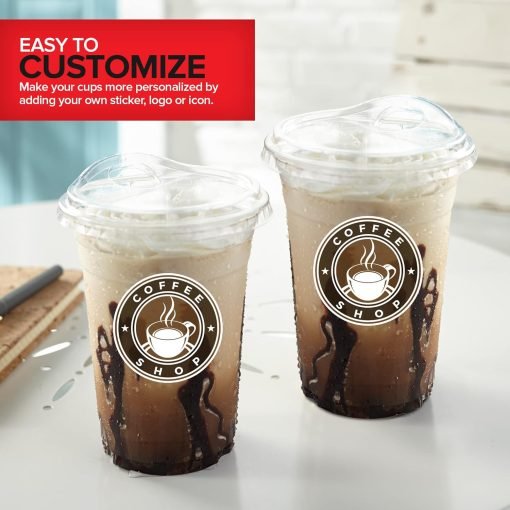 wholesale 16 oz clear plastic cups with disposable lids - strawless sip lid design, perfect for smoothies, cold brew iced coffee, lemonade, ice latte, boba, and party drinks - factory direct