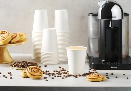 wholesale 12 oz white disposable paper cups - ideal for coffee, hot beverages, chocolate, and juice - perfect for cafes, bistros, parties, and events - factory direct