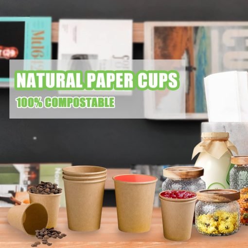 wholesale 8 oz kraft paper cups - brown disposable unbleached cups ideal for hot/cold beverages - factory direct