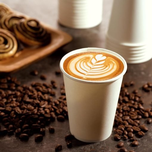 wholesale 12 oz white disposable paper cups - ideal for coffee, hot beverages, chocolate, and juice - perfect for cafes, bistros, parties, and events - factory direct